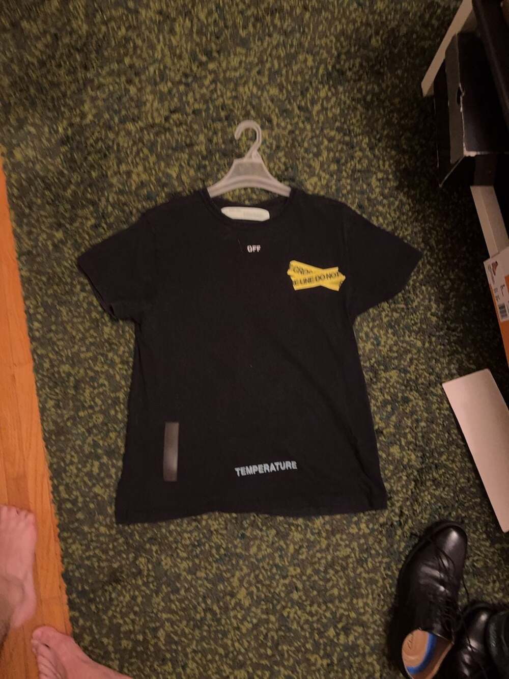 Off-White Temperature Fire Line Tape T-Shirt Size S